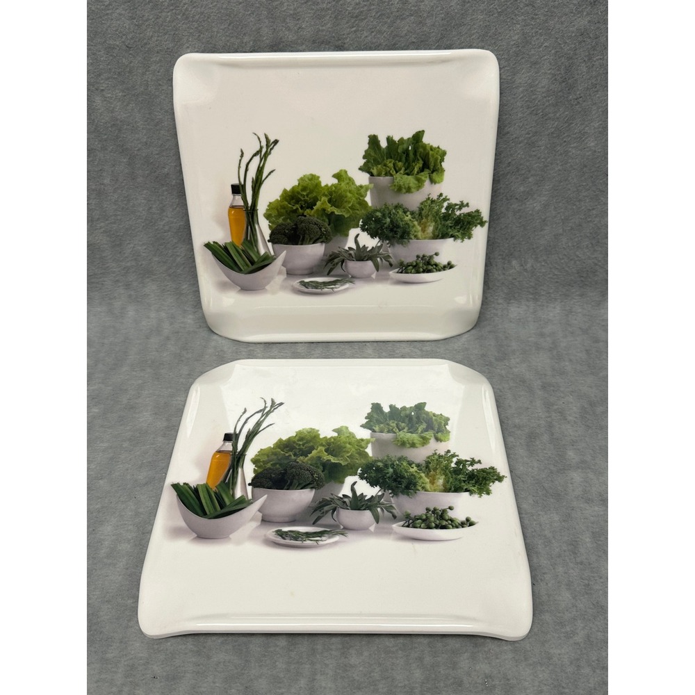 Servewell Square Set Melamine Cutting‎ Stands Boards 7.5in Vegetable Print New